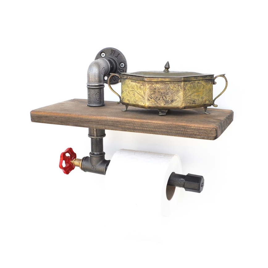 Toilet paper holder with a shelf BORURAF 22x31 cm spruce