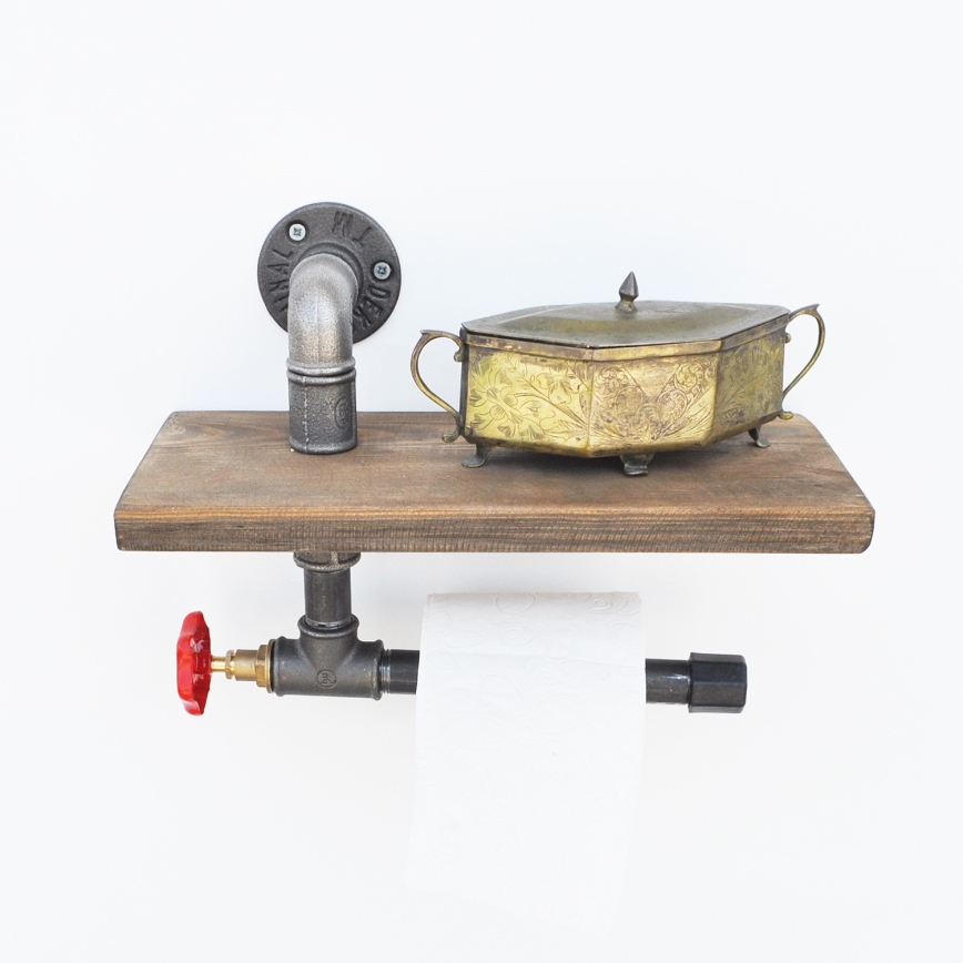 Toilet paper holder with a shelf BORURAF 22x31 cm spruce