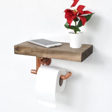 Toilet paper holder with shelf 15x30 cm brown/copper