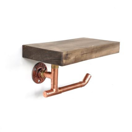 Toilet paper holder with shelf 15x30 cm brown/copper