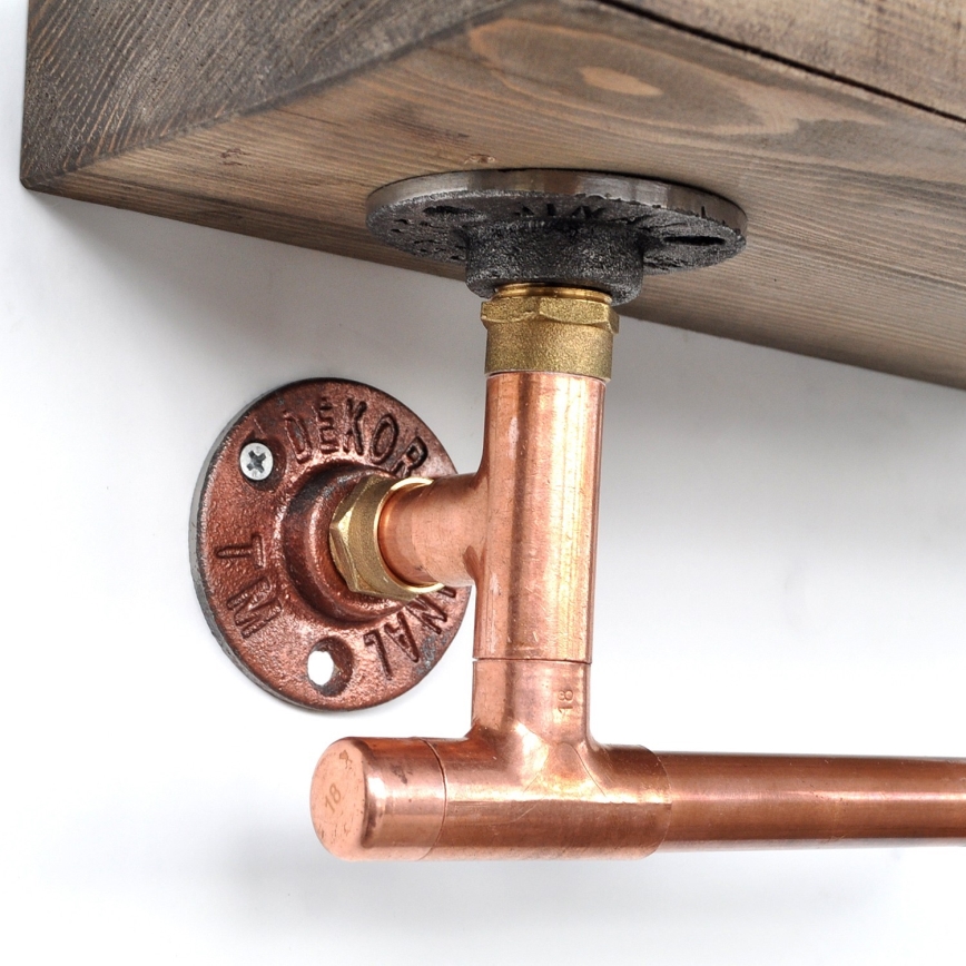 Toilet paper holder with shelf 15x30 cm brown/copper