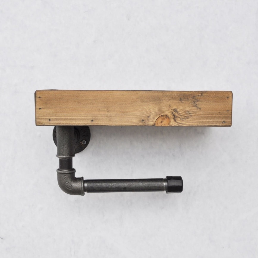 Toilet paper holder with shelf BORU 28x16 cm spruce