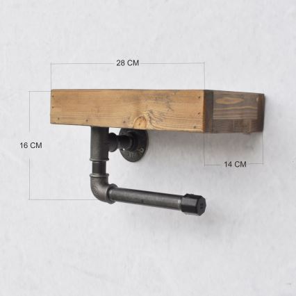 Toilet paper holder with shelf BORU 28x16 cm spruce