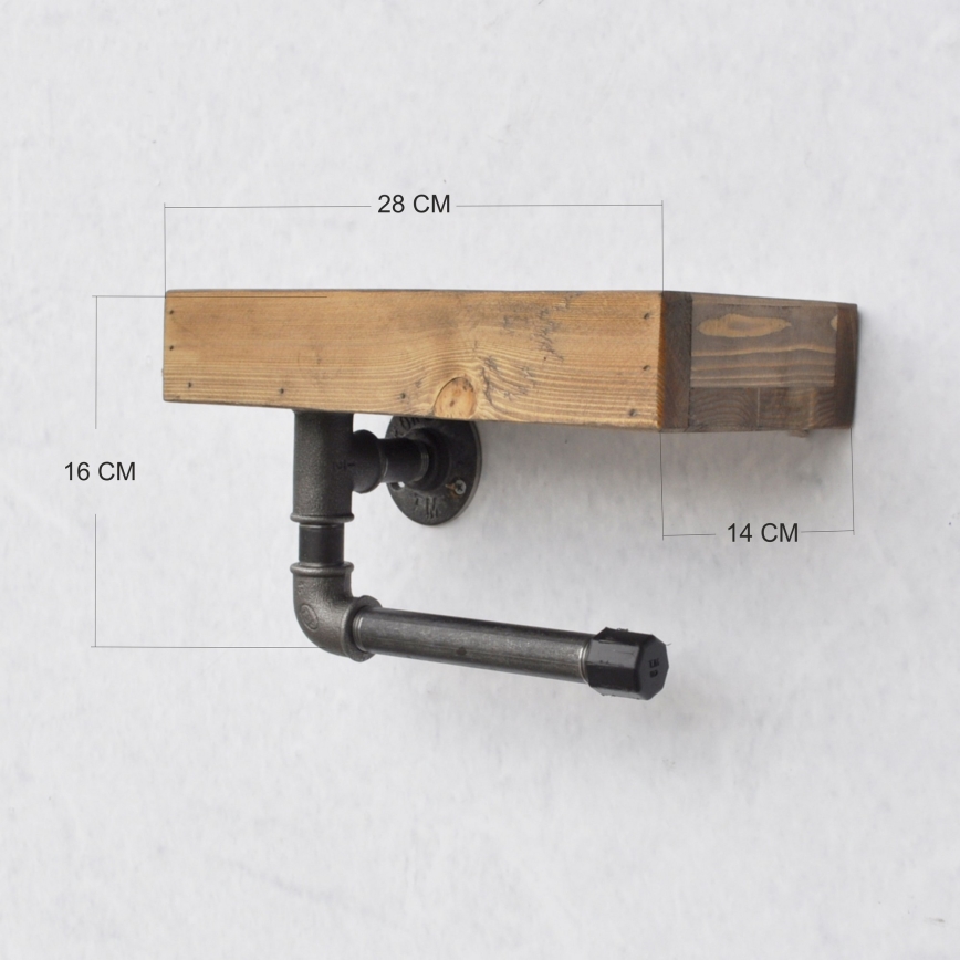 Toilet paper holder with shelf BORU 28x16 cm spruce