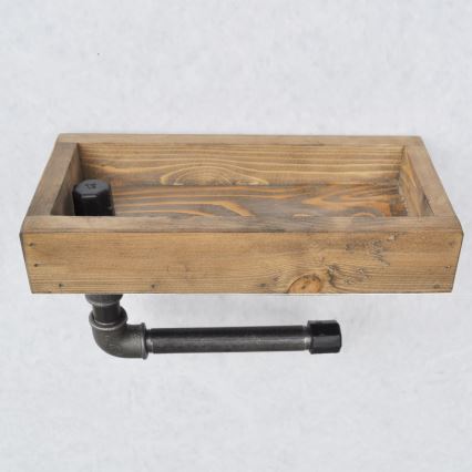Toilet paper holder with shelf BORU 28x16 cm spruce