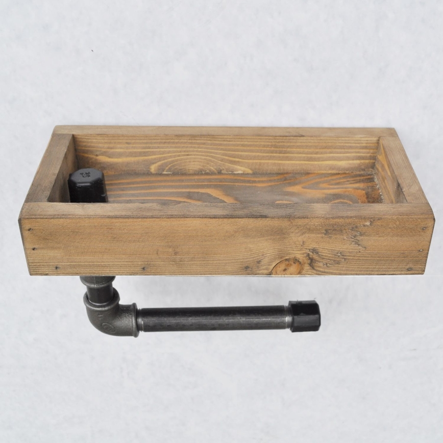 Toilet paper holder with shelf BORU 28x16 cm spruce