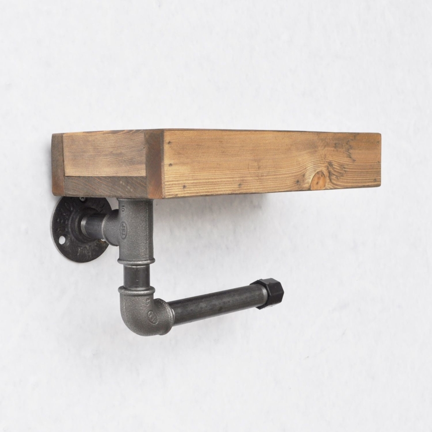 Toilet paper holder with shelf BORU 28x16 cm spruce