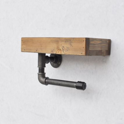 Toilet paper holder with shelf BORU 28x16 cm spruce