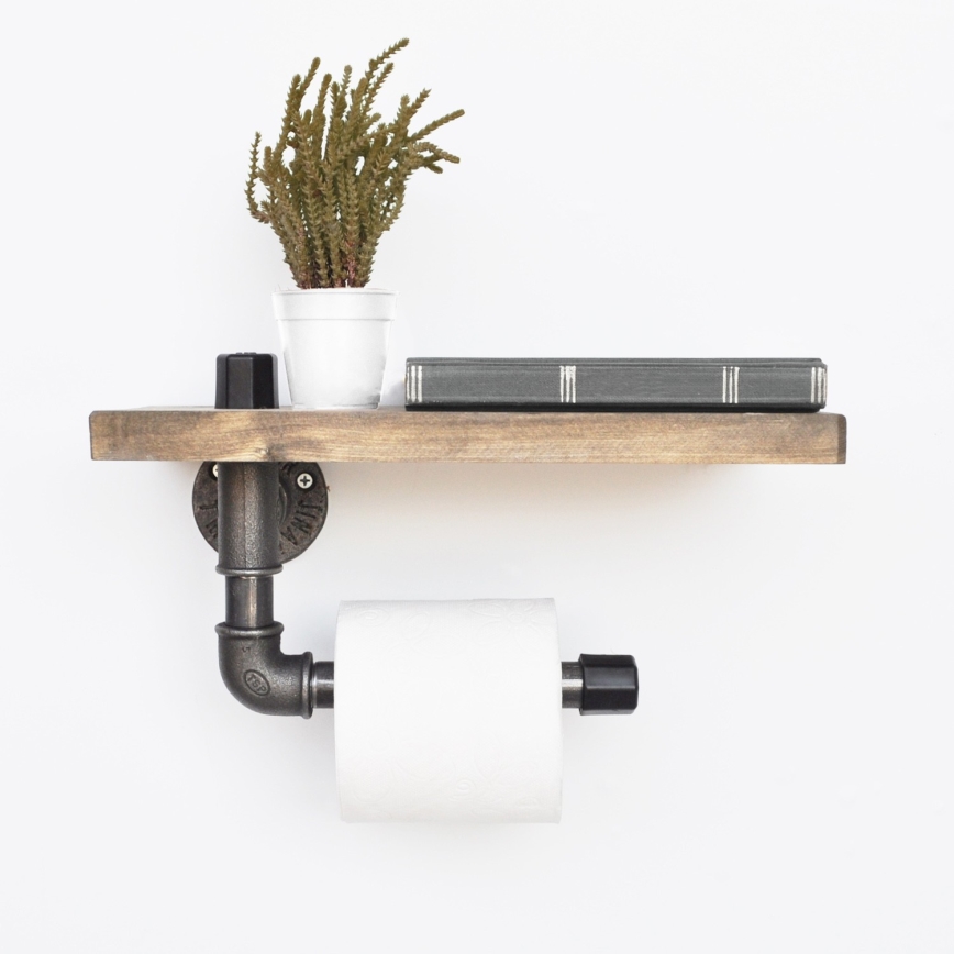 Toilet paper holder with shelf BORU 30x14 cm spruce