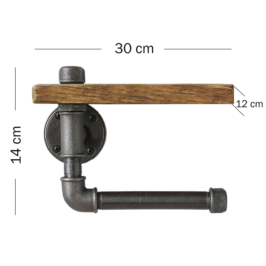 Toilet paper holder with shelf BORU 30x14 cm spruce