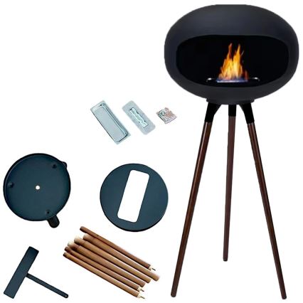 TOKIO Bioethanol Fireplace 45x100 cm, 2 kW, Black