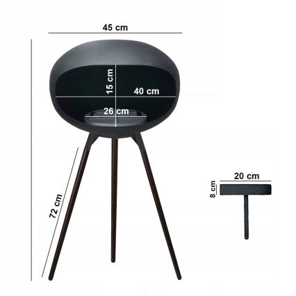 TOKIO Bioethanol Fireplace 45x100 cm, 2 kW, Black