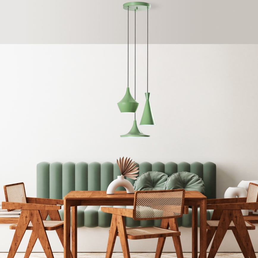 TOM Cable Pendant Light 3x E27/40W/230V, Green
