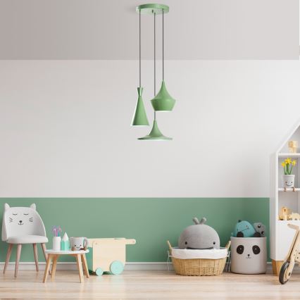 TOM Cable Pendant Light 3x E27/40W/230V, Green