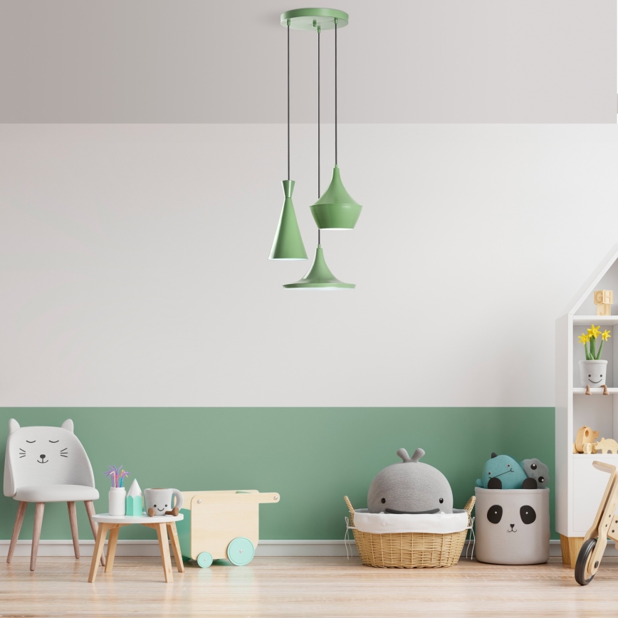 TOM Cable Pendant Light 3x E27/40W/230V, Green