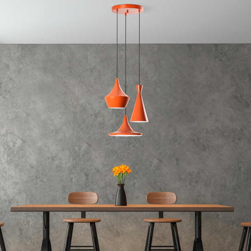 TOM Cord Pendant Light 3xE27/40W/230V Orange