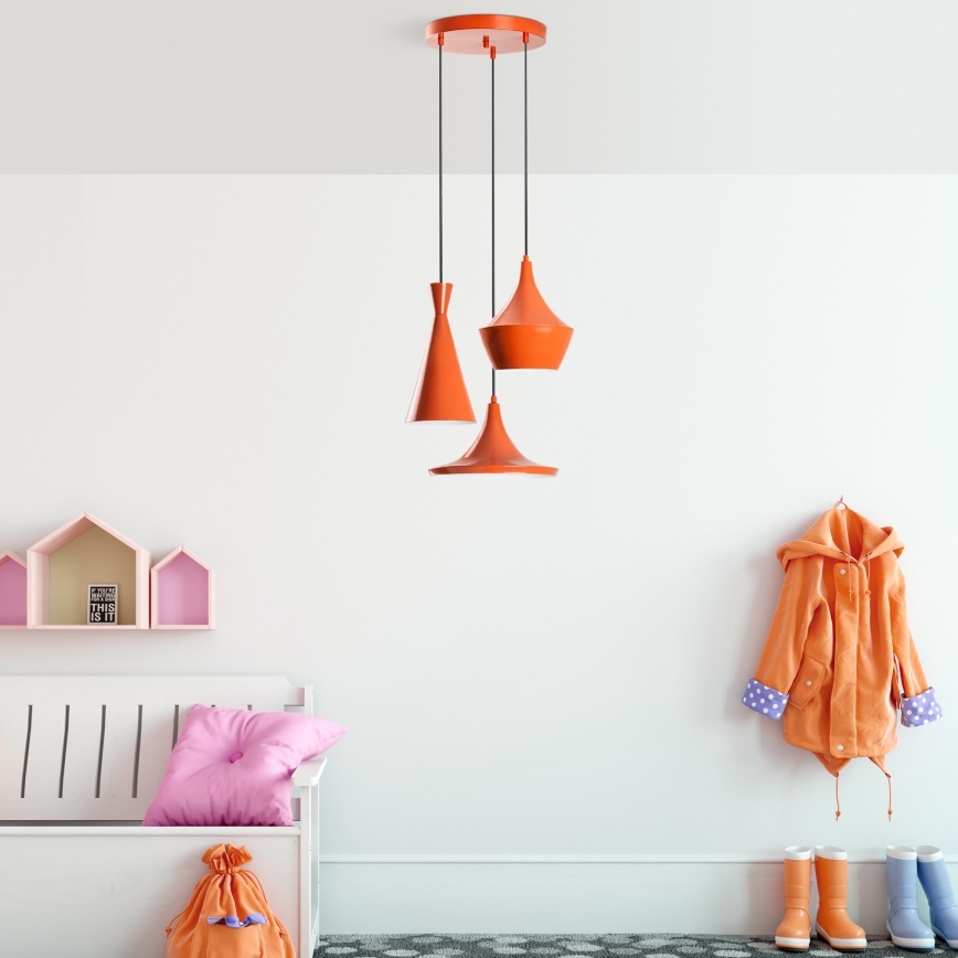 TOM Cord Pendant Light 3xE27/40W/230V Orange