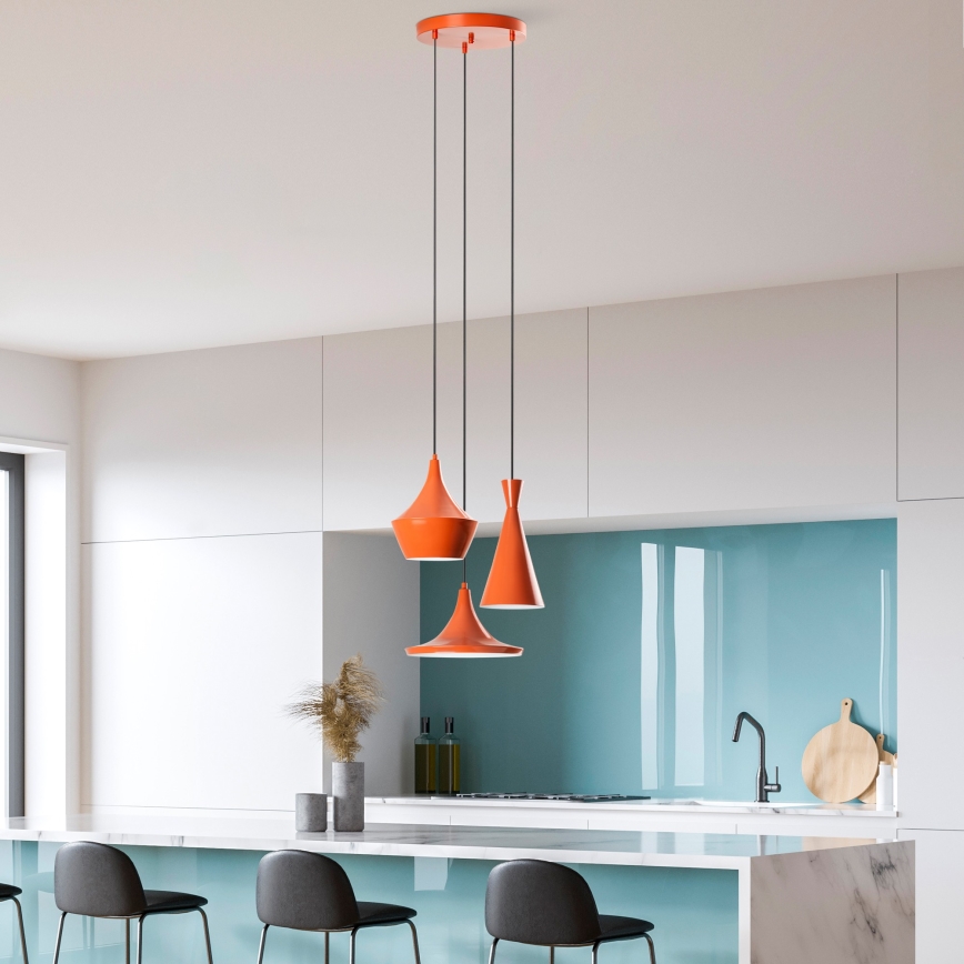 TOM Cord Pendant Light 3xE27/40W/230V Orange