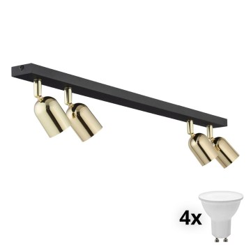 TOP LED Spotlight 4x GU10, 10W, 230V — Black/Gold
