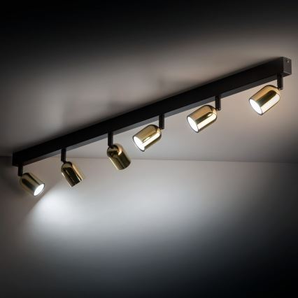 TOP LED Spotlight 6x GU10 / 10W / 230V - Black/Gold