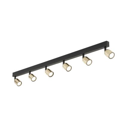 TOP LED Spotlight 6x GU10 / 10W / 230V - Black/Gold