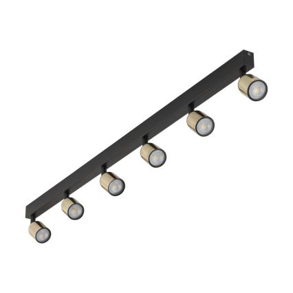 TOP LED Spotlight 6x GU10 / 10W / 230V - Black/Gold