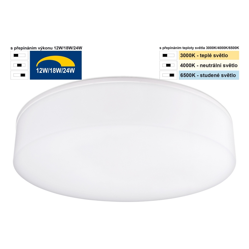 Top Light - LED Dimmable bathroom ceiling light BOXTER LED/12/18/24W/230V IP54 3000/4000/6500K d. 28 cm