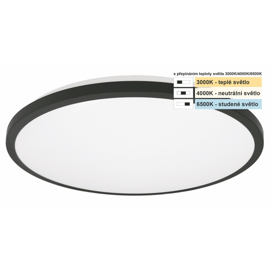Top Light - LED Bathroom ceiling light ONYX LED/10W/230V IP44 3000/4000/6500K d. 29 cm black