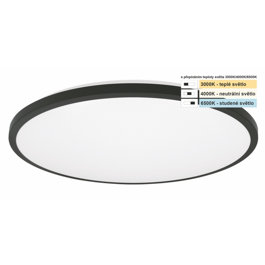 Top Light - LED Bathroom ceiling light ONYX LED/18W/230V IP44 3000/4000/6500K d. 34 cm black