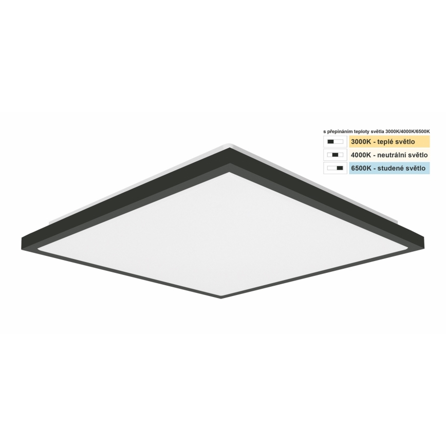 Top Light - LED Bathroom ceiling light ONYX LED/24W/230V IP44 3000/4000/6500K 38x38 cm black