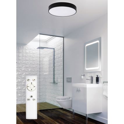 Top Light - LED Dimmable bathroom ceiling light PETAL LED/48W/230V IP44 3000-6500K d. 48 cm black + remote control