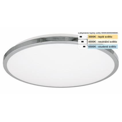 Top Light - LED Bathroom ceiling light SILVER LED/10W/230V IP44 3000/4000/6500K d. 29 cm shiny chrome