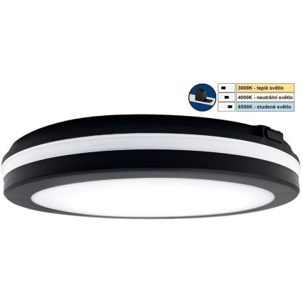 Top Light - LED Bathroom light COMET LED/24W/230V 3000/4000/6500K IP54 d. 30 cm black