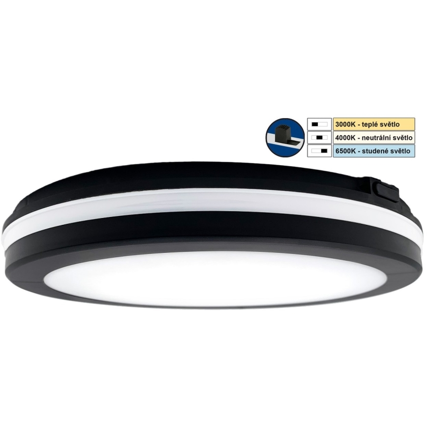 Top Light - LED Bathroom light COMET LED/24W/230V 3000/4000/6500K IP54 d. 30 cm black