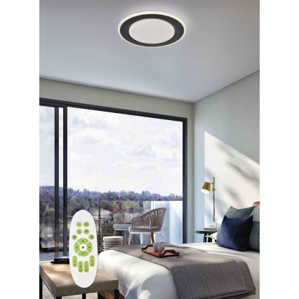 Top Light - LED Dimmable ceiling light NORMAN LED/51W/230V d. 39 cm black + remote control