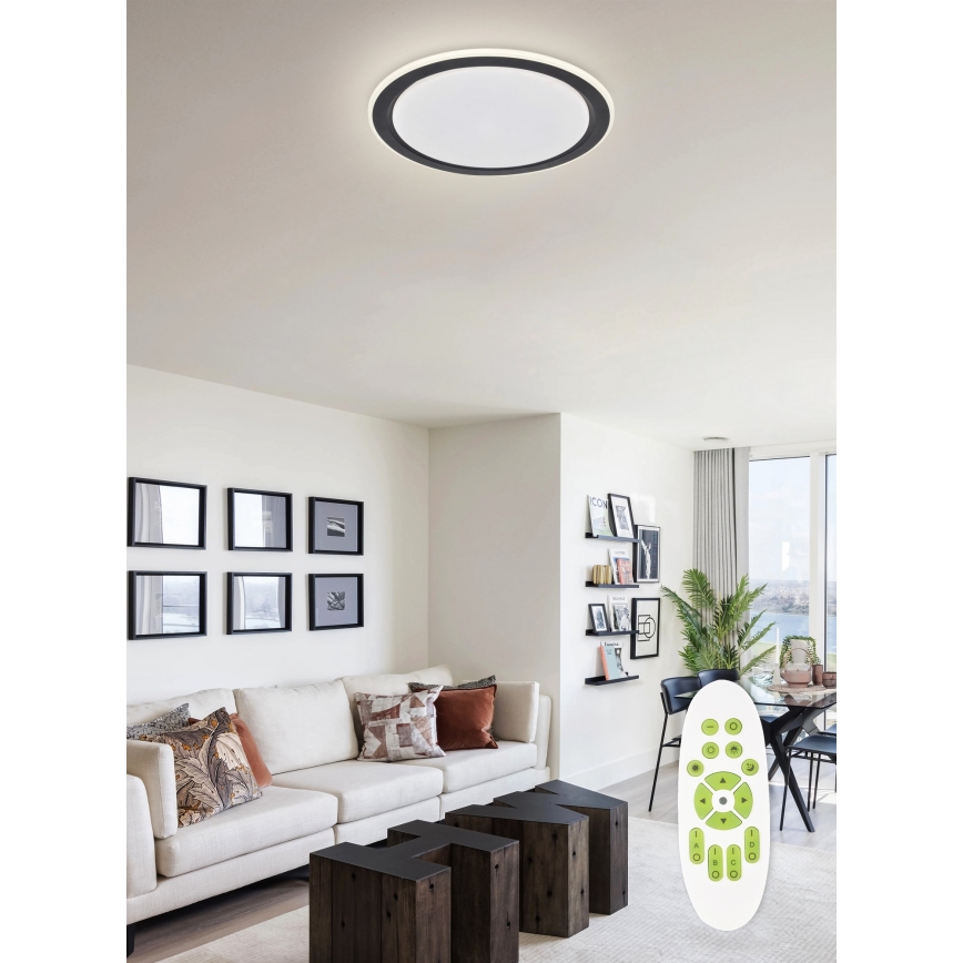 Top Light - LED Dimmable ceiling light NORMAN LED/60W/230V d. 49 cm black + remote control
