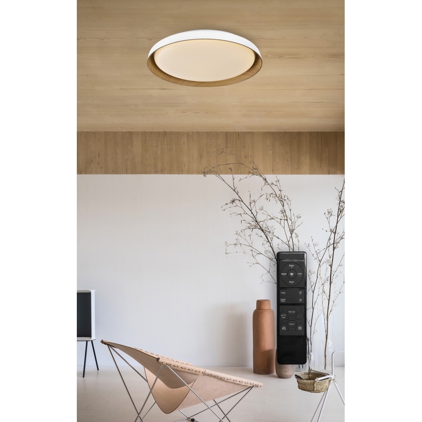 Top Light - LED Dimmable ceiling light SATELLITE LED/36W/230V 3000-6500K d. 43 cm white/brown + remote control