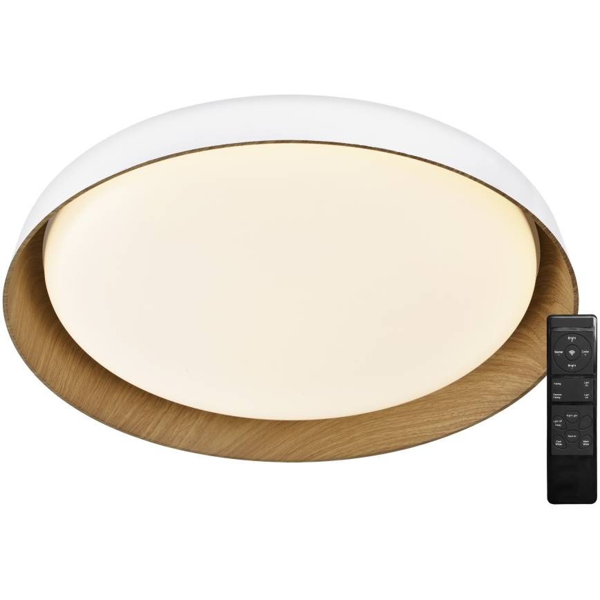 Top Light - LED Dimmable ceiling light SATELLITE LED/36W/230V 3000-6500K d. 43 cm white/brown + remote control