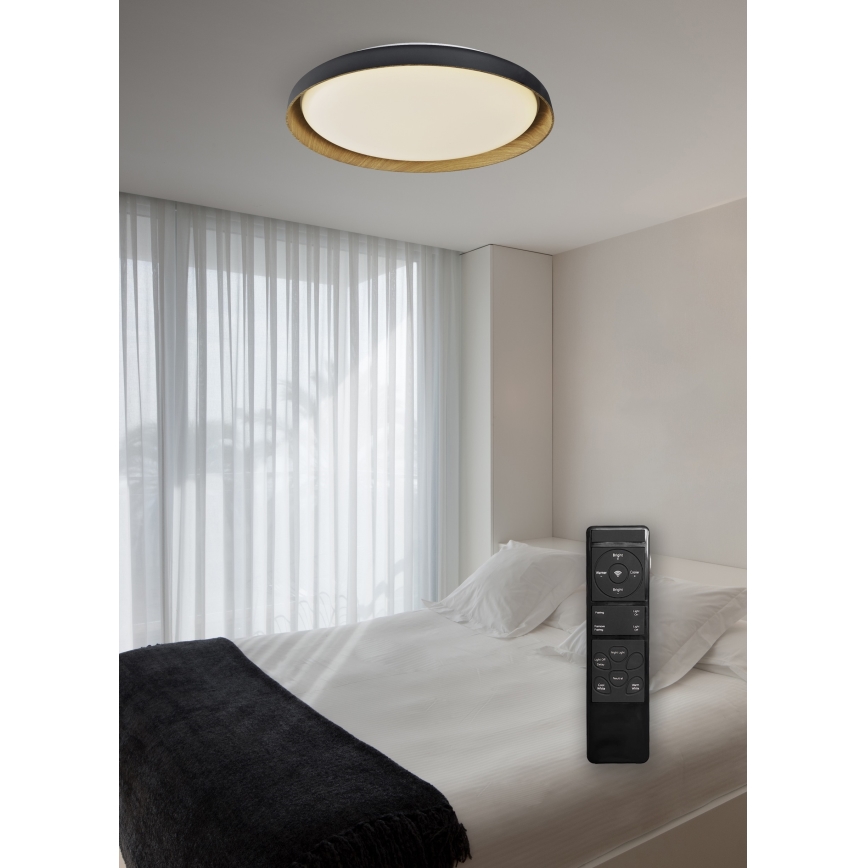 Top Light - LED Dimmable ceiling light SATELLITE LED/48W/230V 3000-6500K d. 53 cm black/brown + remote control