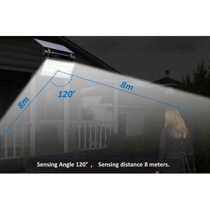 Top Light - LED Solar wall floodlight with sensor HELEON PRO LED/8W/3,7V IP65 4000K