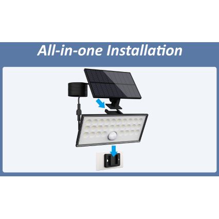 Top Light - LED Solar wall floodlight with sensor HELEON VARIO LED/8W/3,7V IP65 4000K 2200 mAh + remote control