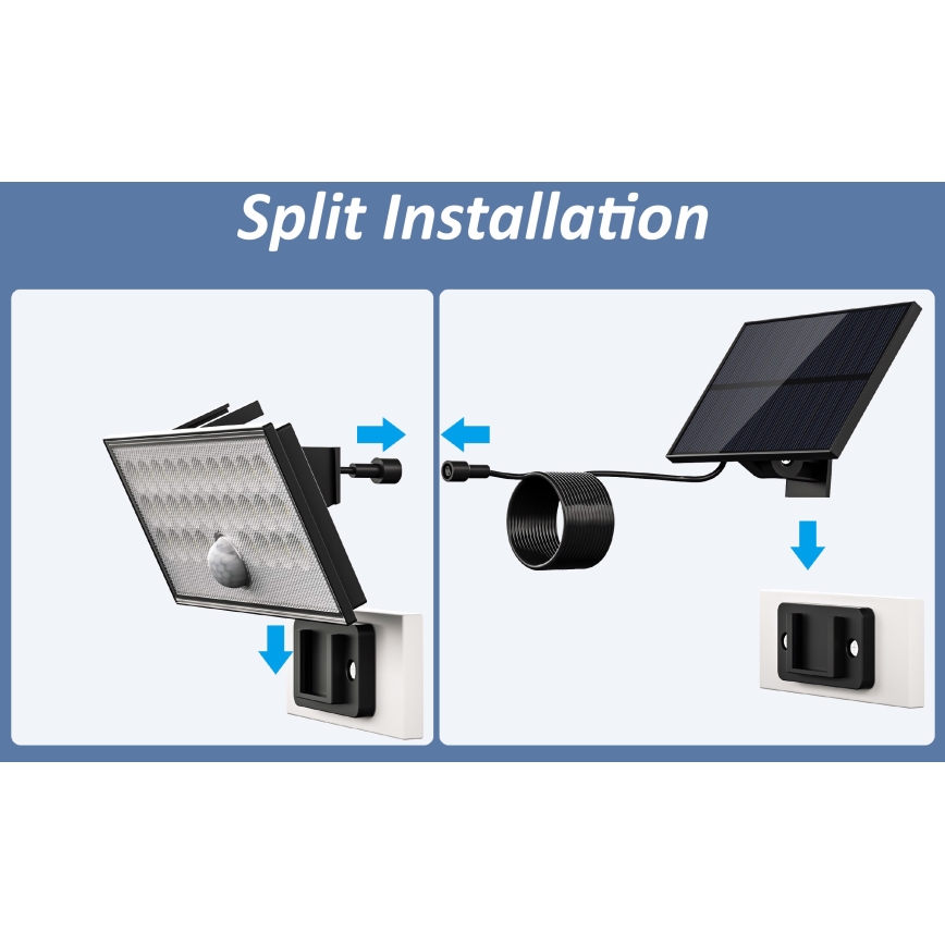 Top Light - LED Solar wall floodlight with sensor HELEON VARIO LED/8W/3,7V IP65 4000K 2200 mAh + remote control