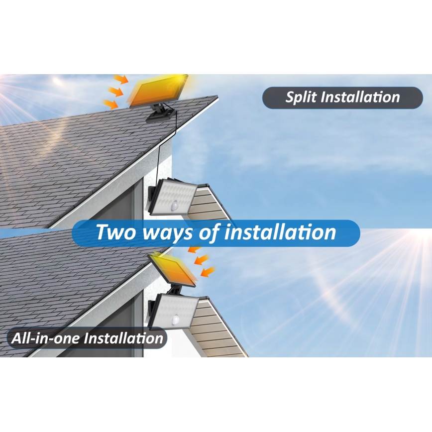 Top Light - LED Solar wall floodlight with sensor HELEON VARIO LED/8W/3,7V IP65 4000K 2200 mAh + remote control