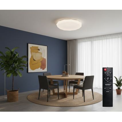 Top Light - Dimmable LED Bathroom Ceiling Light SPARKLE LED/60W/230V 3000-6500K IP44 Ø 49 cm White + Remote Control