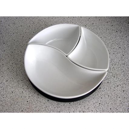 TORO 3-piece ceramic and wood bowl set with tray