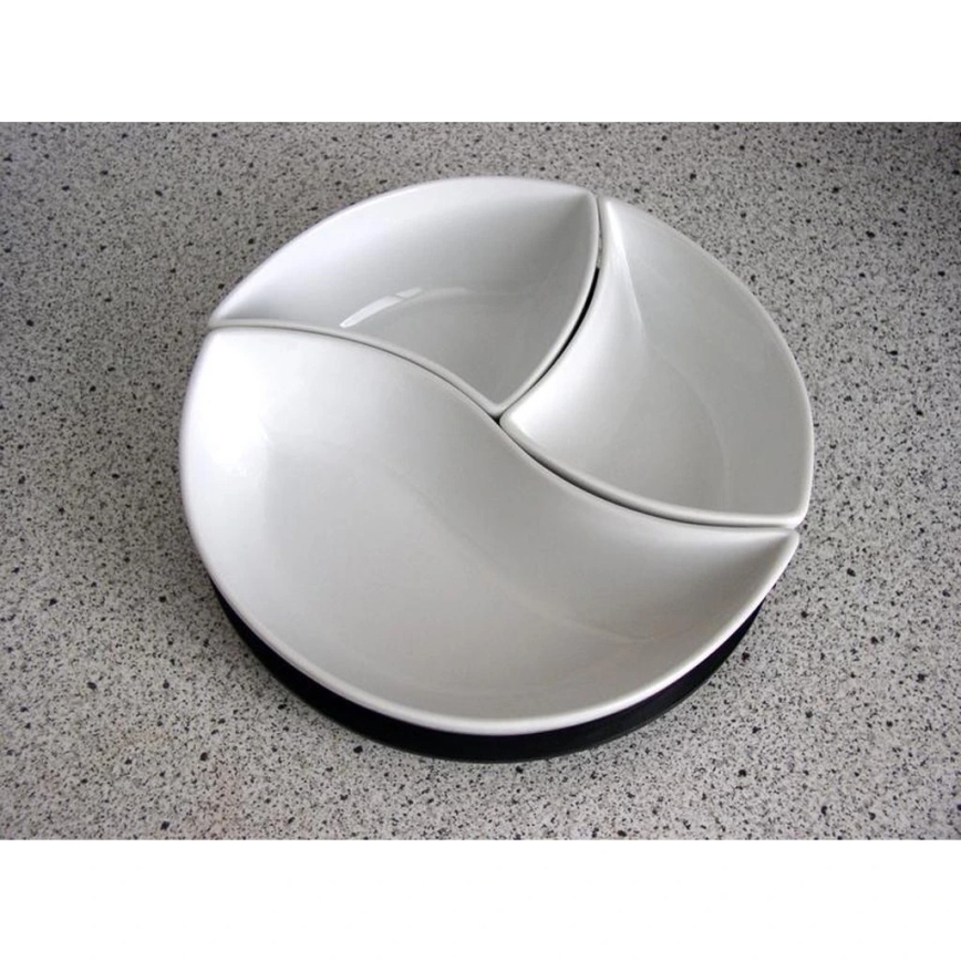 TORO 3-piece ceramic and wood bowl set with tray