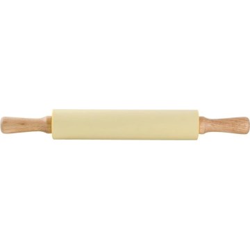 TORO 43 cm Wooden Rolling Pin with Silicone Coating, Cream