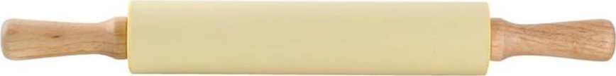 TORO 43 cm Wooden Rolling Pin with Silicone Coating, Cream