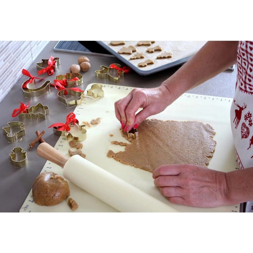 TORO 43 cm Wooden Rolling Pin with Silicone Coating, Cream