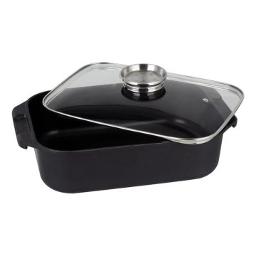 TORO Roasting Pan with Lid, 6.5 L — 34.5 x 10 x 24.5 cm, Black